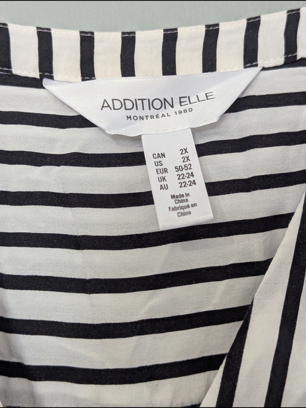 Addition Elle Womens Black White Vertical Striped Knot-Front Blouse Coastal Chic - Picture 4 of 9